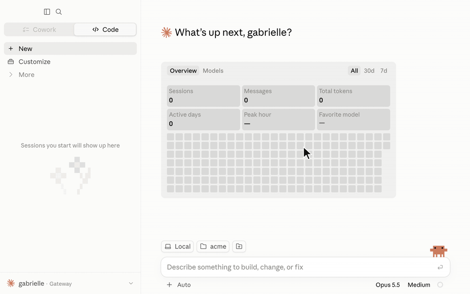 Claude Desktop: Customize, Plugins, Discover, Add from a repository with leverage-computer/claude-plugin, Sync, and Install on Leverage. In a new Code session, /leverage login shows a code, Leverage approves it in the browser, and the Leverage pane opens. Pressing Fix the flaky checkout test draws its history: Alex Chen's prompts, Claude's answers, and the diff.