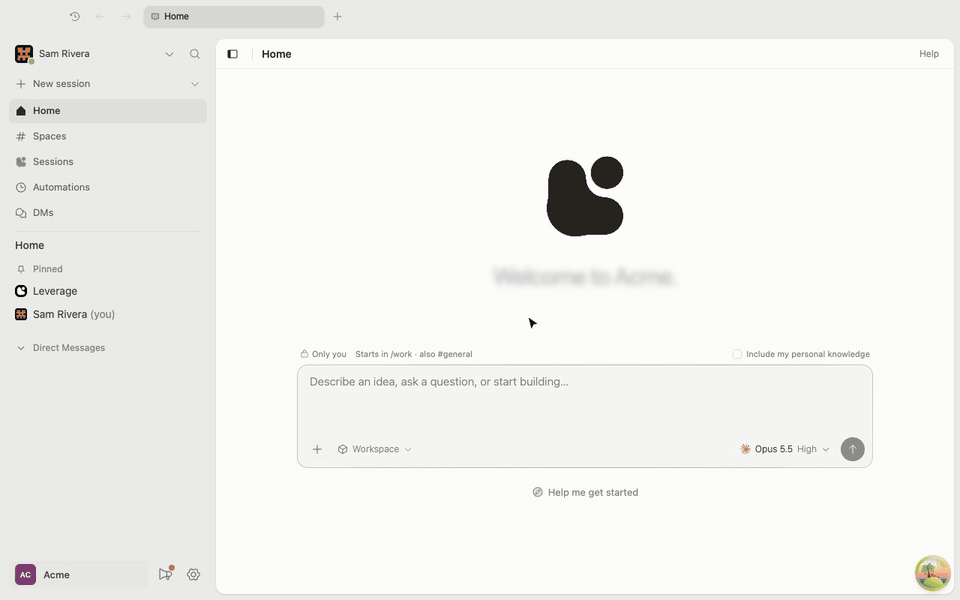 The Leverage desktop app: Settings, Integrations, Sync into Codex, confirm, and the Codex card shows In Codex.